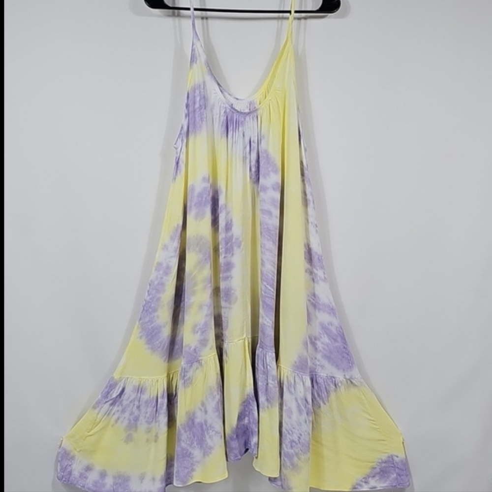 NWOT Anthropologie Maronie Tie Dye Mini Sundress Yellow Purple S Sleeveless Boho